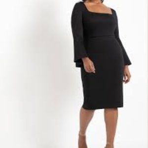 Square Neck Flare Sleeve Scuba